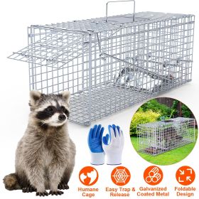 25.59Inch Live Humane Animal Trap Cage Heavy Duty Folding Catch And Release Rodent Cage For Rabbit Squirrel Possum Skunk Kitten Raccoon And More GPCT5