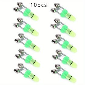 10 pcs LED Night Fishing Bite Bait Alarm 2 Bells Light Rod Tip Clip Alert Ring