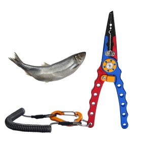 Multi-Function Long-Nose Hook Remover Portable Fishing Hook Pliers (Color: Red Blue, Accessory Type: Fishing Supplies)