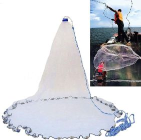 American Saltwater Fishing Cast Net for Bait Trap Fish 3ft/4ft/5ft/6ft/7ft/8ft/9ft/10ft Radius Freshwater Casting Nets with Heavy Duty Real Zinc (Style: 5ft Radius)