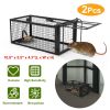 2 Pack Rat Trap Cage Humane Live Rodent Trap Cage Galvanized Iron Mice Mouse Control Bait Catch with Detachable U Shaped Rod